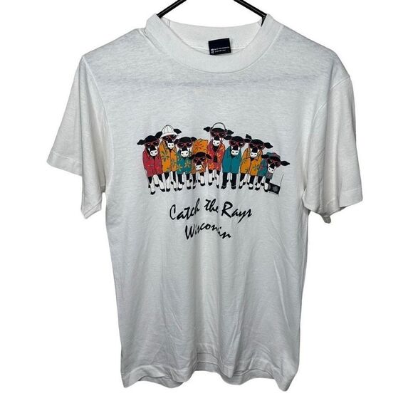 Vintage 80s Wisconsin Cows Funny T Shirt Medium - Picture 1 of 7